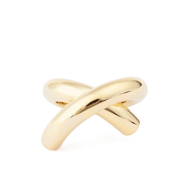 women’s small rings-Cross Loop Big Plain 18K Gold Ring