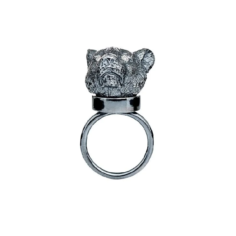 women’s gold rings-The small Tiger Silver Ring w. Diamonds