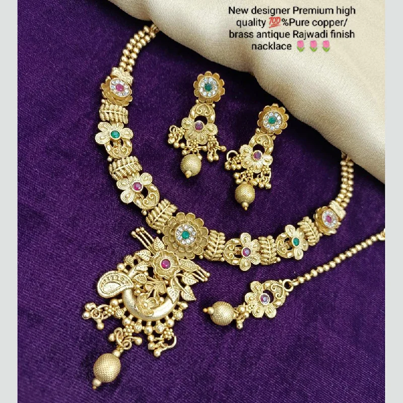 women’s elegant chain necklaces-Manisha Jewellery Gold Plated Traditional Necklace Set