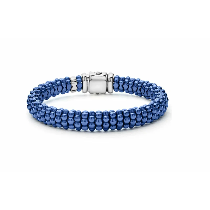 women’s trendy bracelets-Lagos Sterling Silver Blue Ultramarine Caviar 9mm Ceramic Bracelet