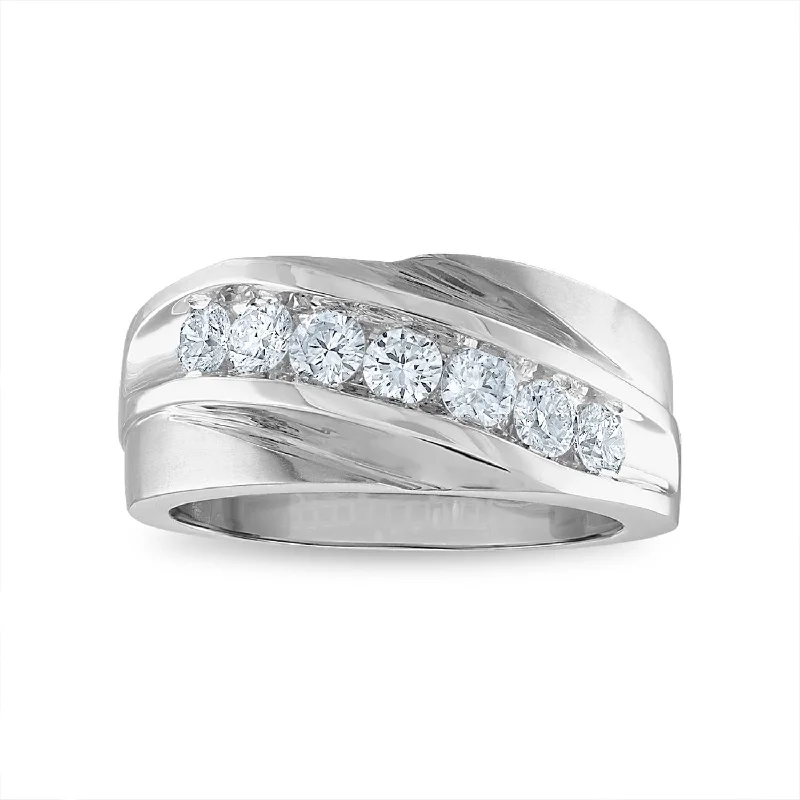 women’s alternative engagement rings-Signature EcoLove 1 CTW Lab Grown Diamond Wedding Ring in 14KT White Gold