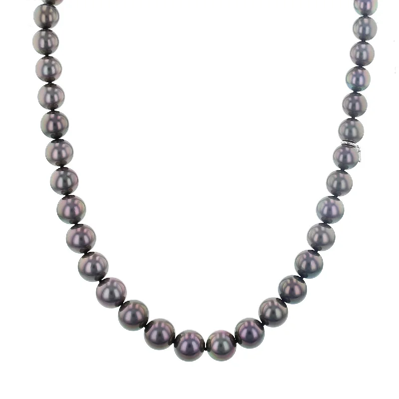 women’s gold chain necklaces-Black South Sea Cultured Pearl Graduated Necklace