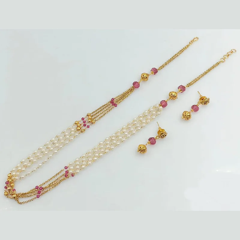 women’s luxury diamond necklaces-Manisha Jewellery Gold Plated Pearl Necklace Set