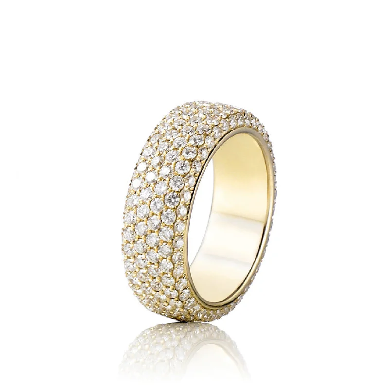 women’s affordable rings-Wide Pavé 18K Gold Ring w. Diamonds