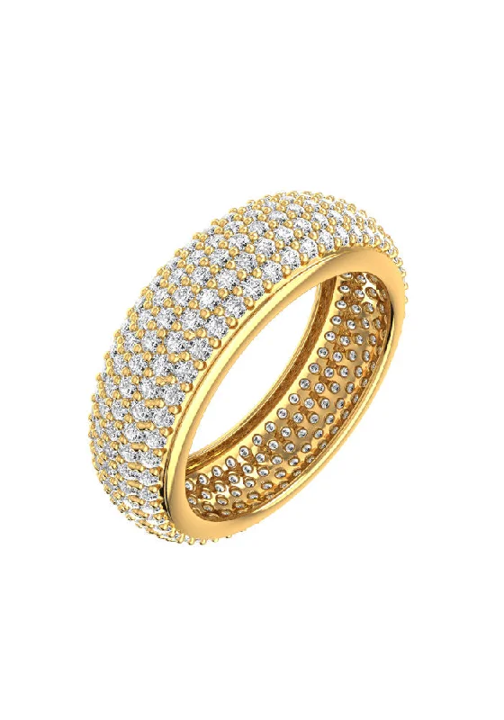 women’s nature rings-Grand Pave 18K Gold Ring w. Lab-Grown Diamond