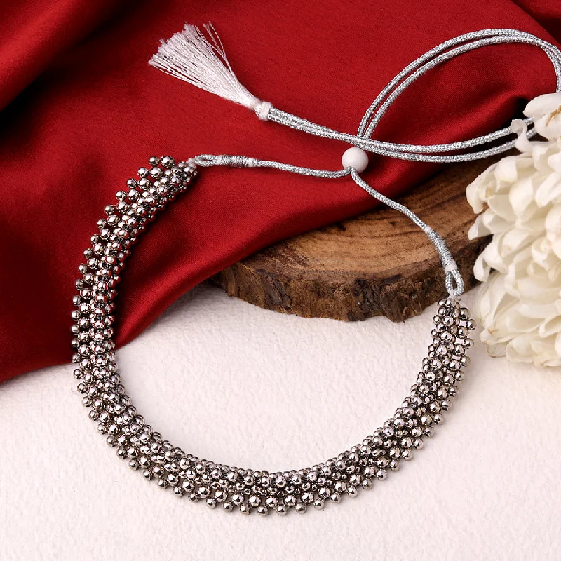 women’s layered silver necklaces-Shrishti Fashion Glorious Silver Plated Necklace For Women