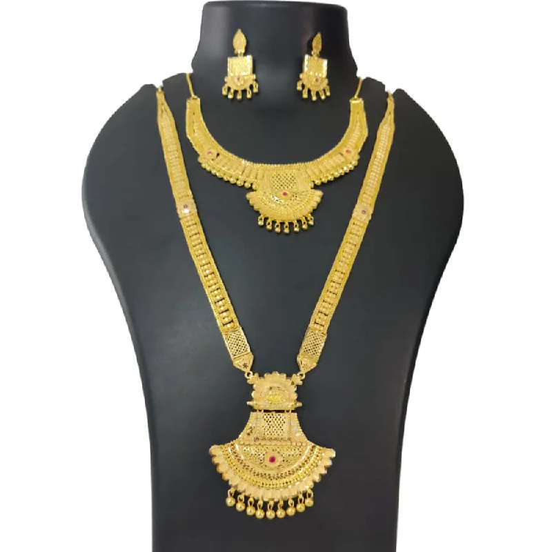 women’s diamond pendant necklaces-Pari Art Jewellery Forming Gold Necklace Combo