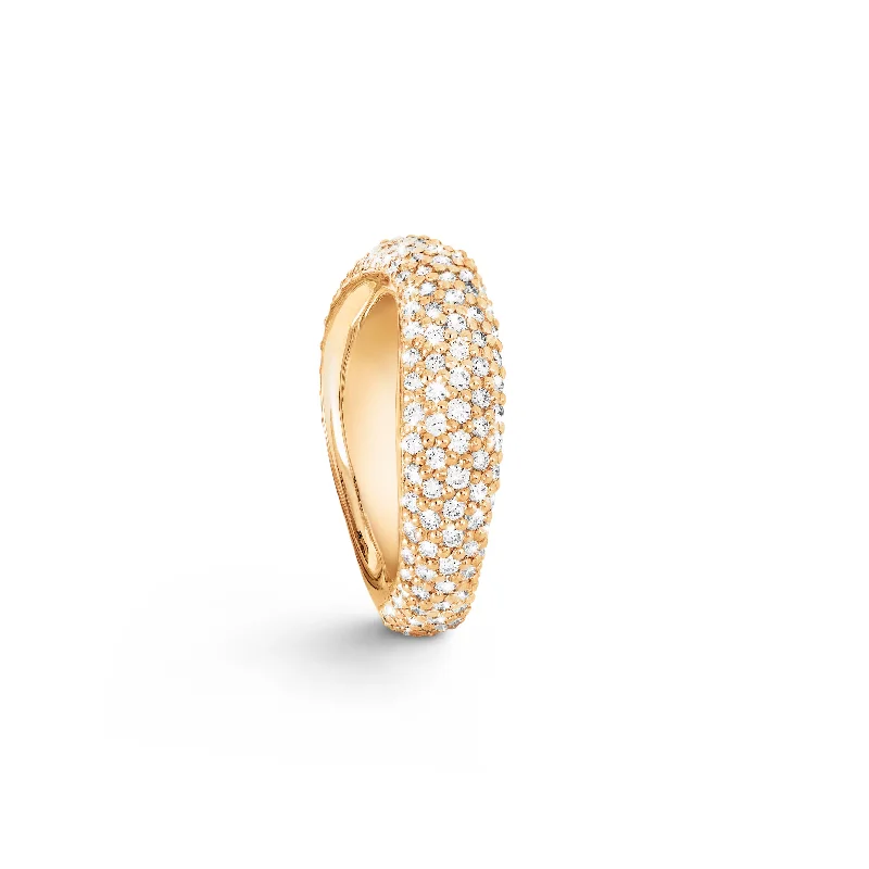 women’s bold rings-Love 5 Pavé 18K Gold Ring w. Diamonds