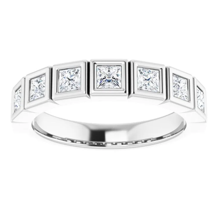 women’s gold rings-14K White 3/4 CTW Natural Diamond Anniversary Band