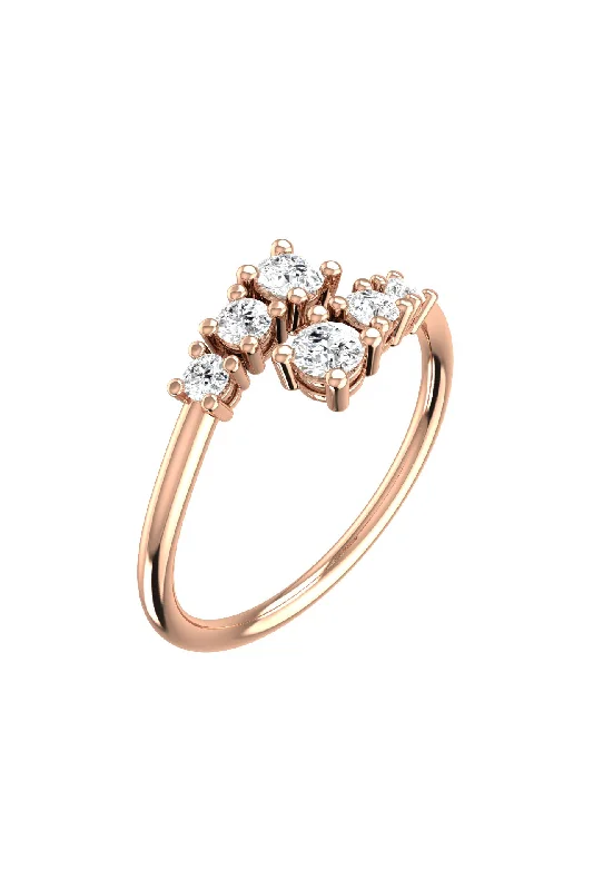 women’s rings-Double Degrade 18K Rose Gold Ring w. Lab-Grown Diamonds