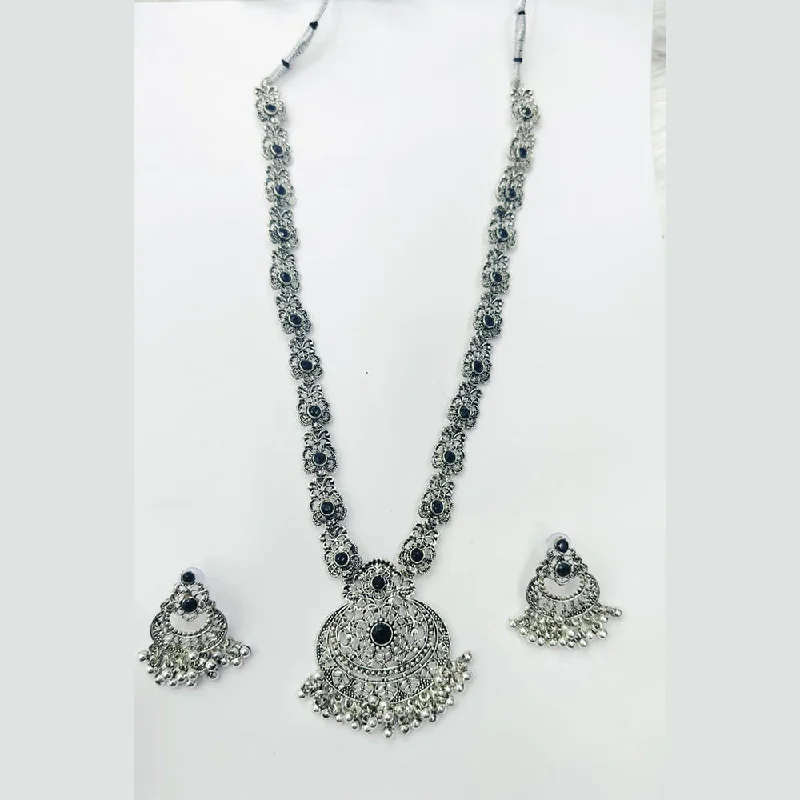 women’s gemstone pendant necklaces-Manisha Jewellery Oxidised Plated Austrian Stone Necklace Set