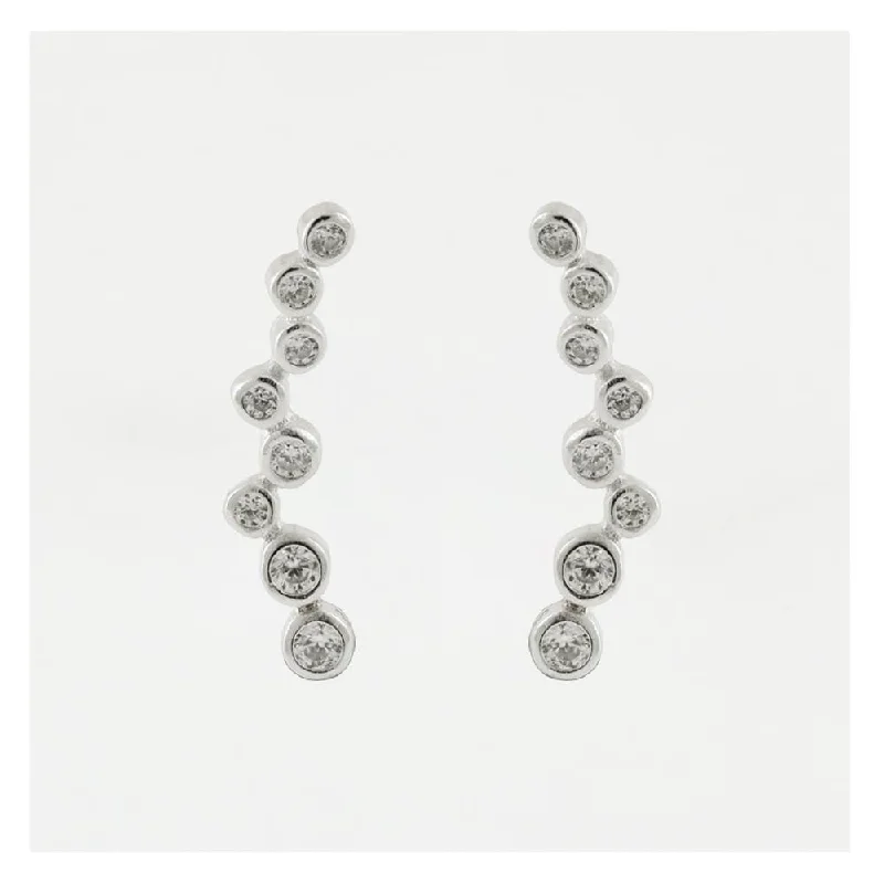 women’s ear studs-Kingsley Ryan Sterling Silver Cubic Zirconia Ear Climber