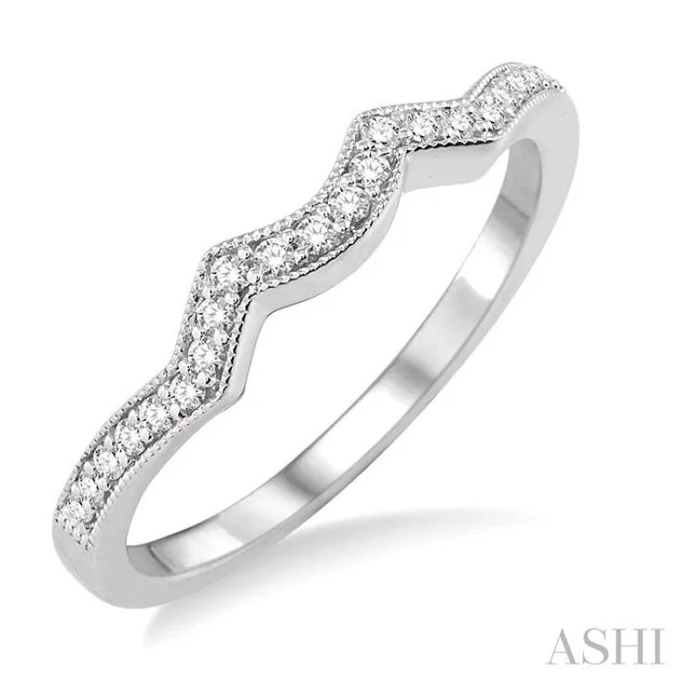 women’s wedding band rings-1/5 Ctw Round Cut Diamond Wedding Band in 14K White Gold