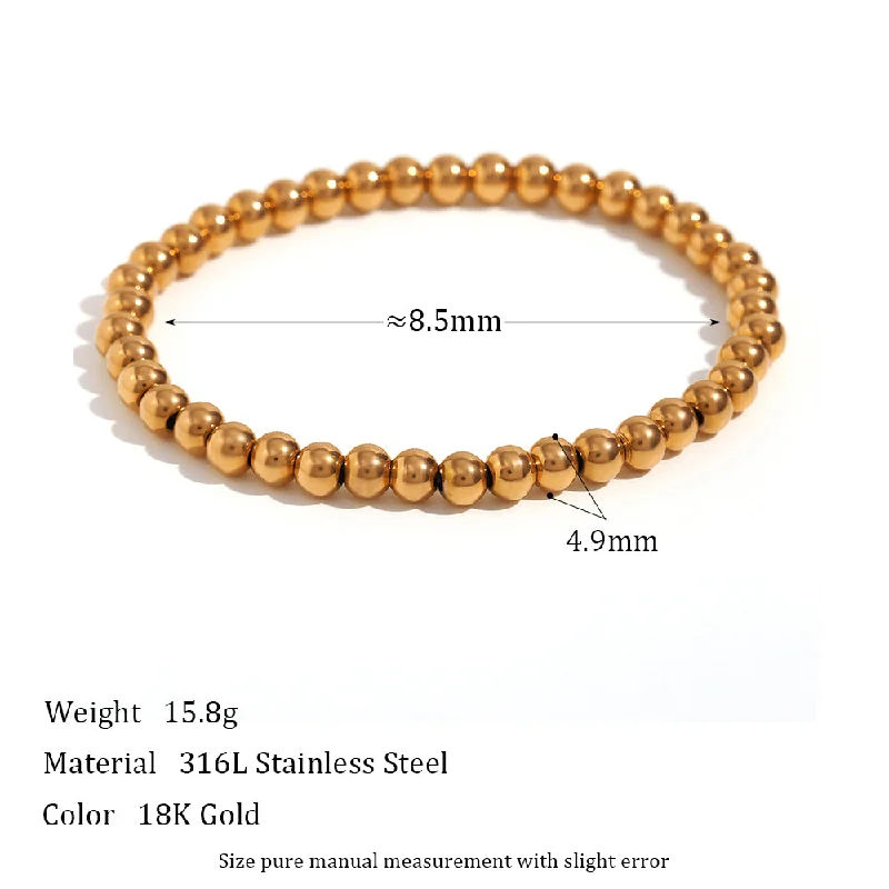 Elastic Bead Bracelet-Gold-5mm