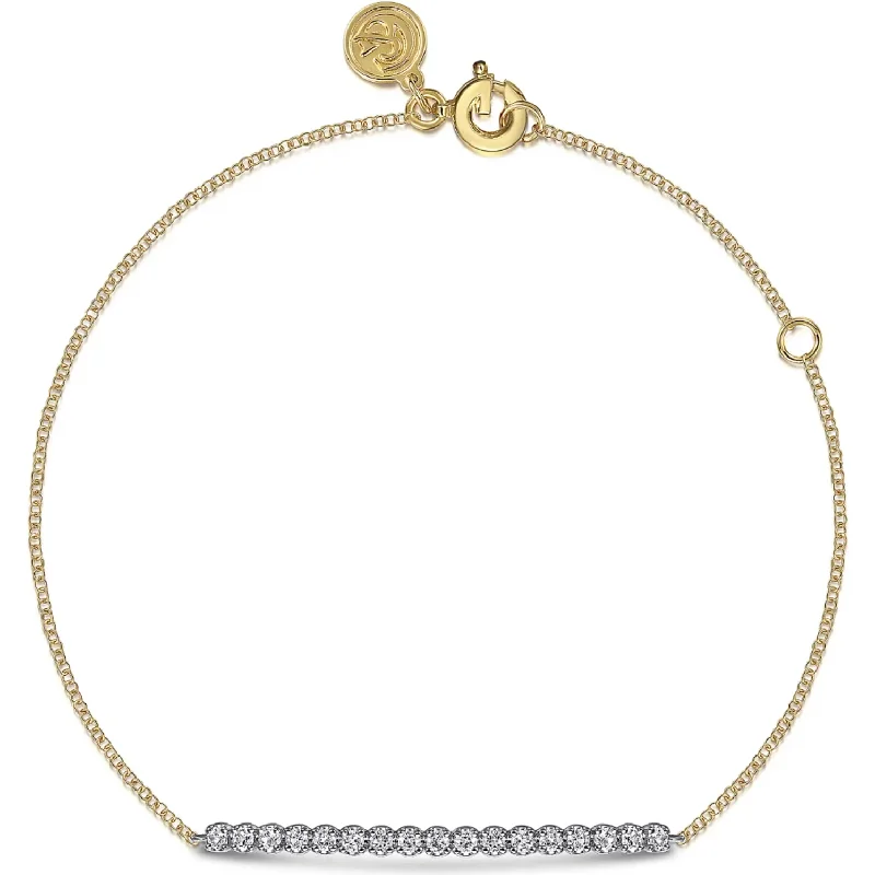 women’s luxury diamond bracelets-Gabriel 14K Yellow Gold White Sapphire Bar Bracelet