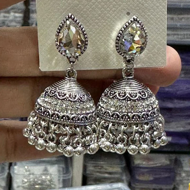 women’s sparkling earrings-Manisha Jewellery Oxidised Plated Austrian Stone Jhumki