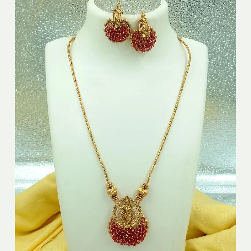 women’s chain link necklaces-Joyful Jewel Art Matte Gold Plated Necklace Set