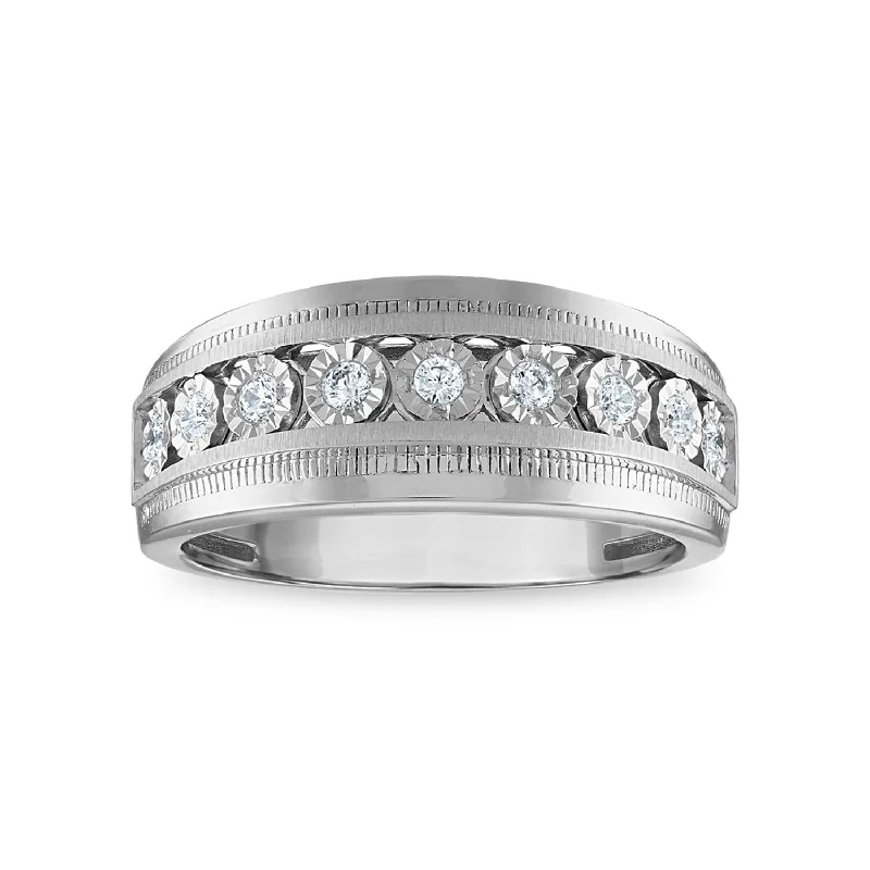 women’s gemstone engagement rings-1/4 CTW Diamond Illusion Set Wedding Ring in Rhodium Plated Sterling Silver