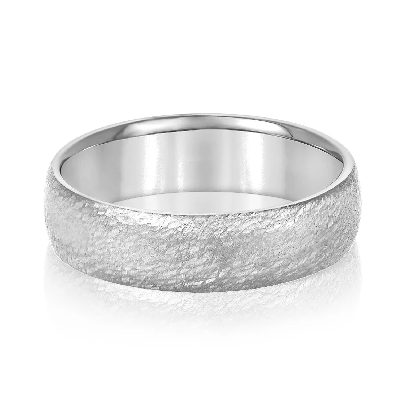 women’s non-traditional engagement rings-Men's Low Dome Comfort Fit Hammered Wedding Ring