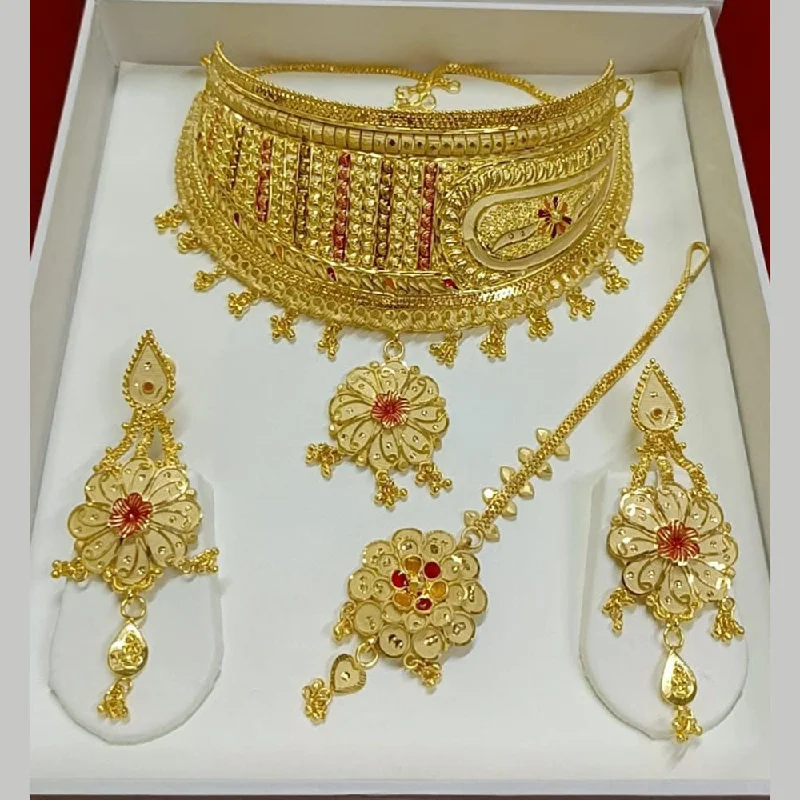 women’s classic necklaces-Pari Art Jewellery Forming Gold Necklace Set