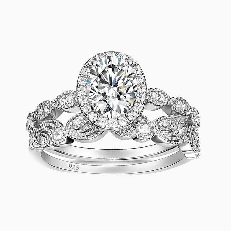 women’s antique engagement rings-Oval Double Row Wedding Ring