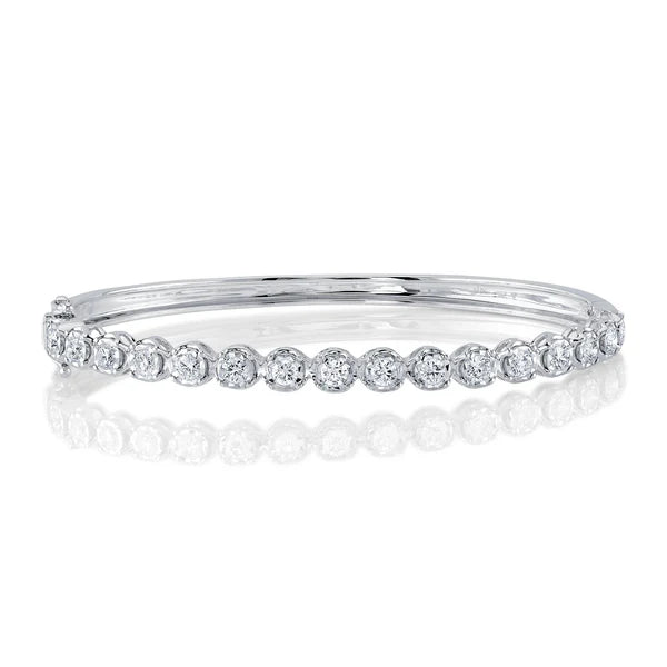 women’s layered bracelets-Shy Creation Round Diamond Bangle Bracelet