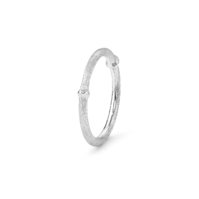 women’s engraved silver rings-Nature I 18K Whitegold Ring