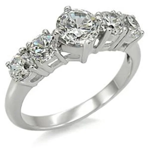 women’s antique engagement rings-5 Round Cut CZ Stainless Steel Wedding Ring