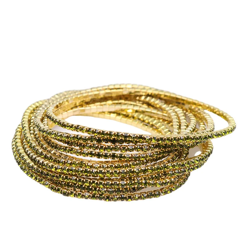 22 Olive Green Diamond Bracelet (Gold Plated)-Single