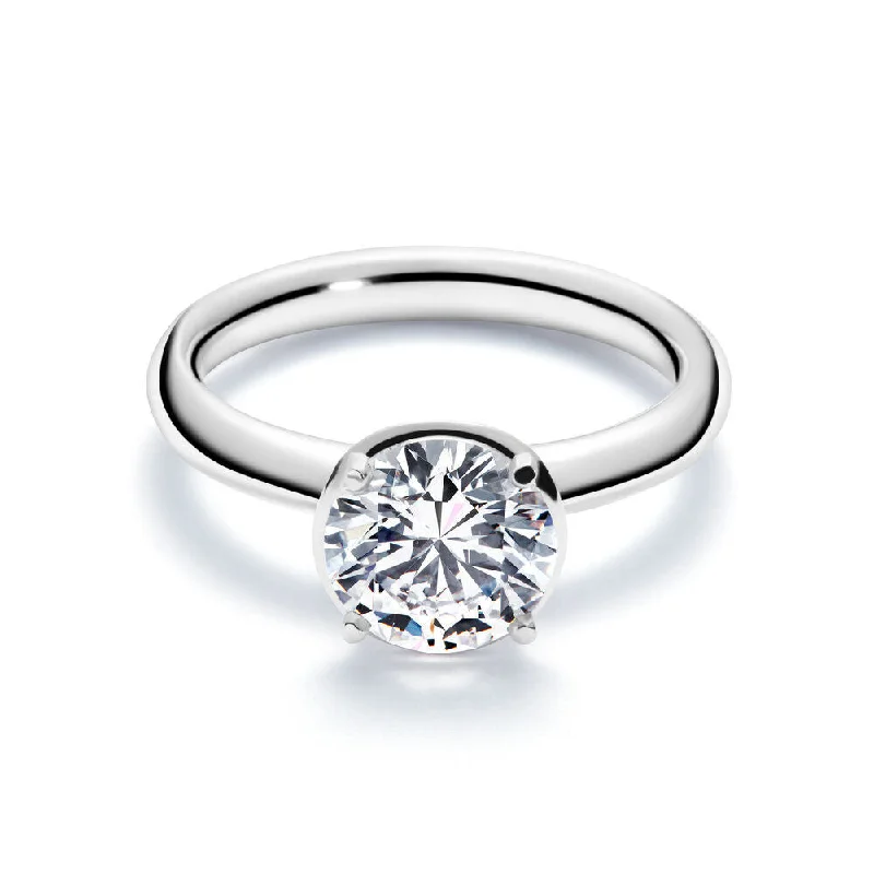 women’s elegant solitaire rings-No 1 Solitaire 18K White Gold Ring w. Diamond