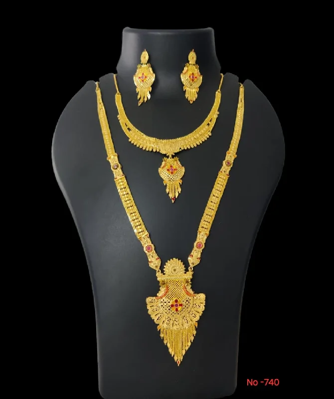 women’s heart necklaces-Pari Art Jewellery Forming Gold Necklace Combo