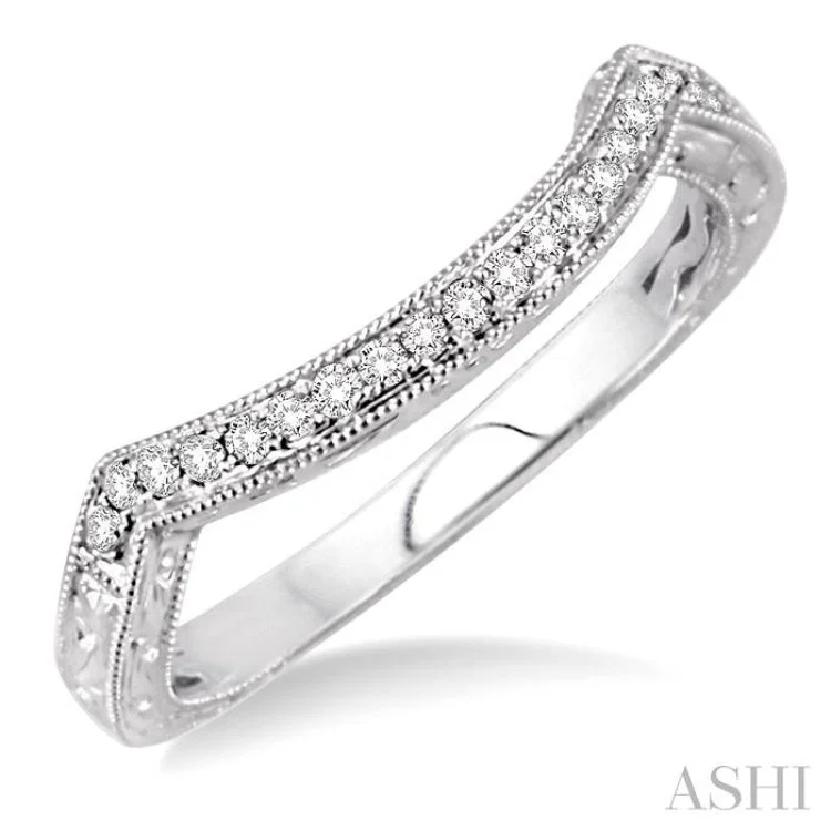 women’s unique rings-1/6 Ctw Round Cut Diamond Matching Wedding Band in 14K White Gold