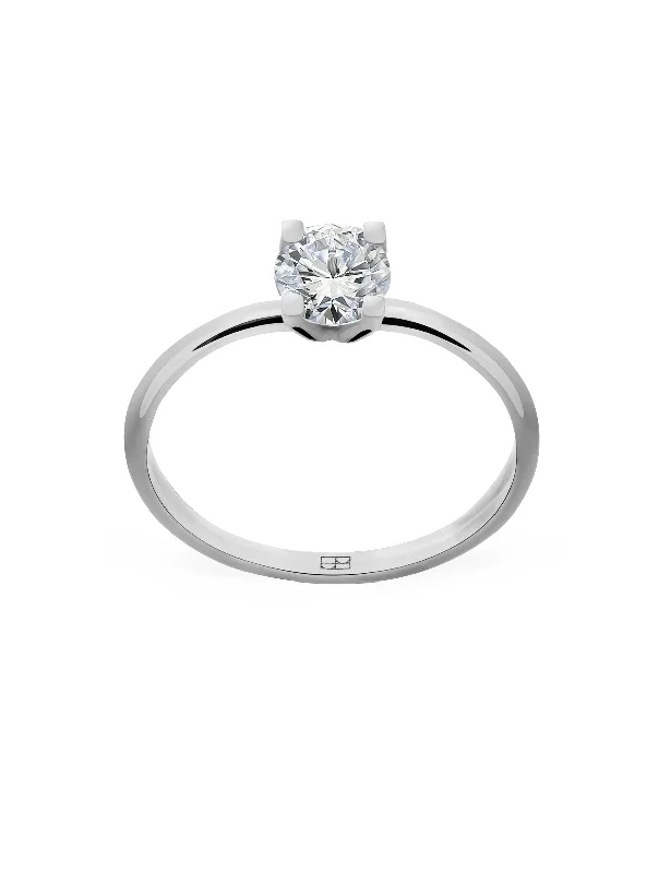 women’s personalized rings-Promise N°2 18K White Gold Ring w. Diamond