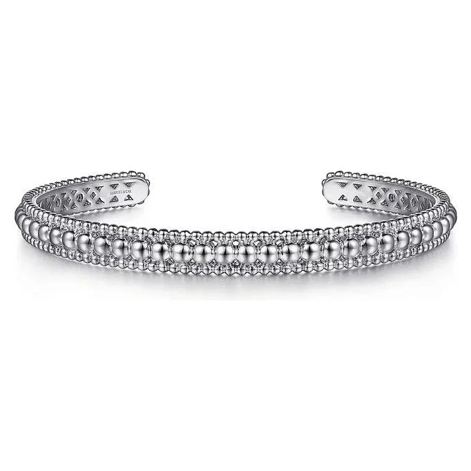 women’s cuff bracelets-Gabriel Sterling Silver Bujukan Beaded Cuff Bracelet