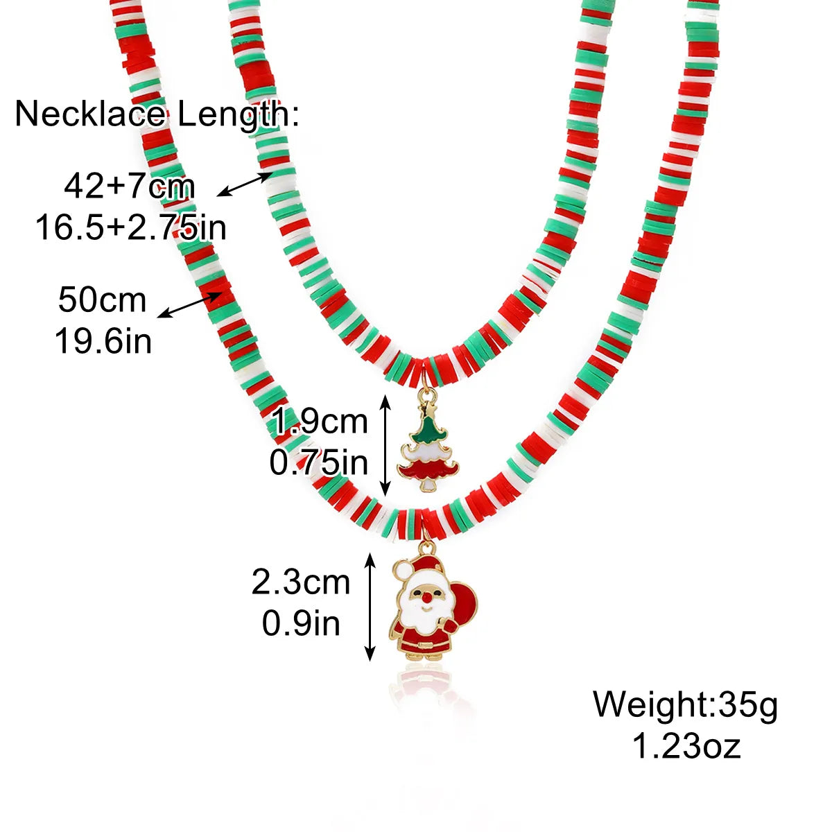 N2210-10 Polymer Clay Christmas Necklace