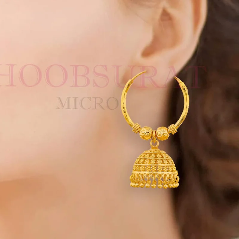 women’s boho earrings-Dariyalal Sales Gold Plated Jhumki