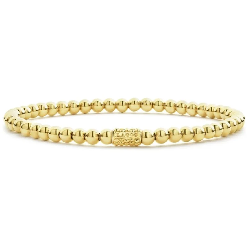 women’s stackable bracelets-Lagos 18K Caviar Gold 4mm Ball Stretch Bracelet