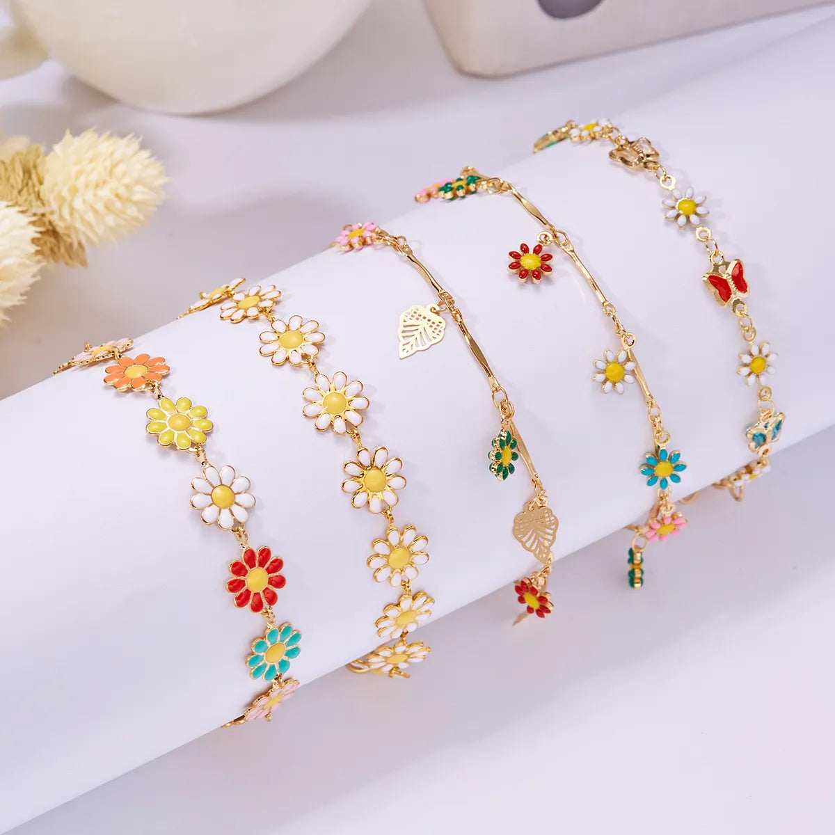 women’s trendy bracelets-Simple Style Classic Style Flower Alloy Copper Wholesale Bracelets