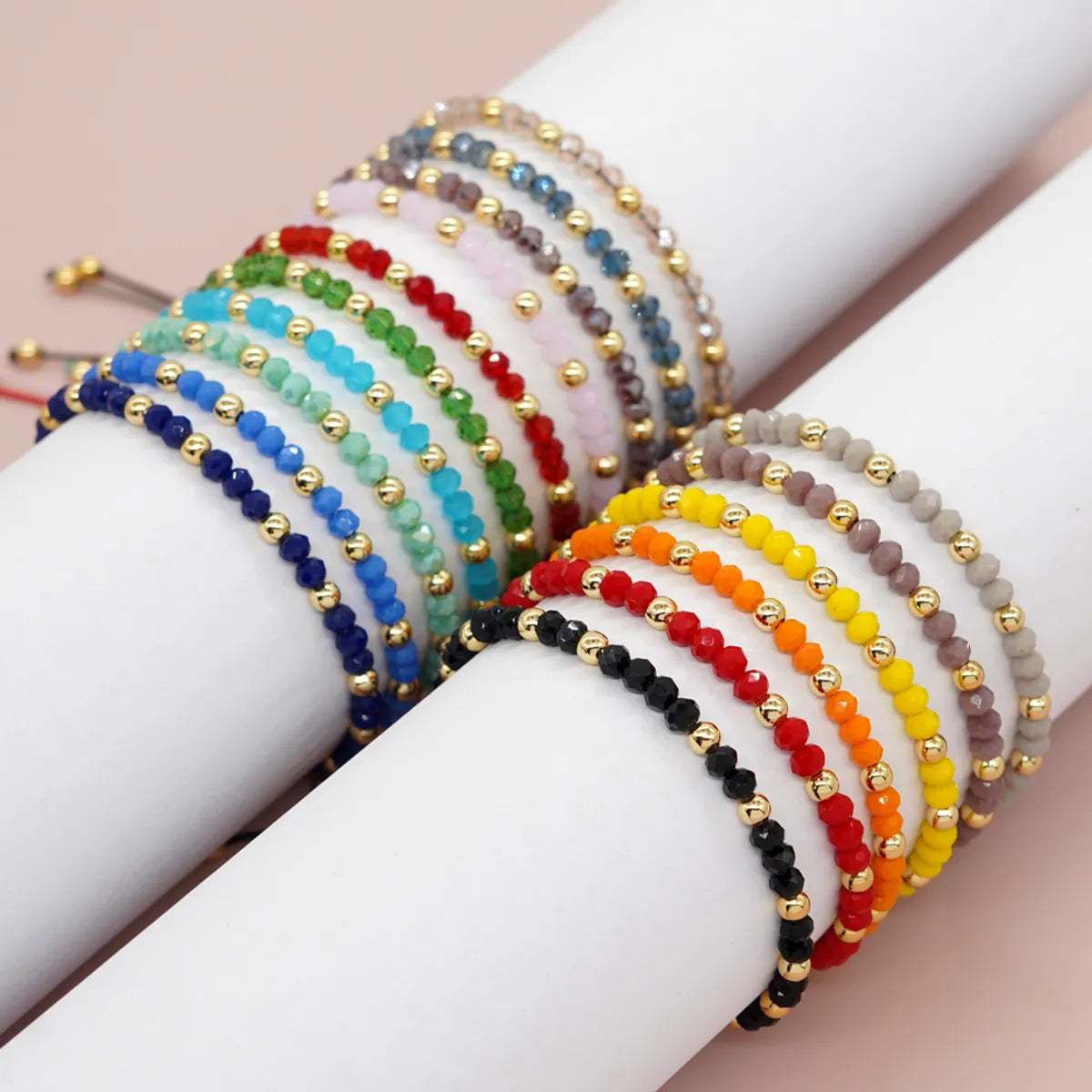 women’s bracelets-Basic Retro Shiny Solid Color Glass Wholesale Bracelets