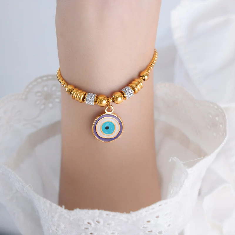 E458-Blue Drop Oil Gold Bracelet