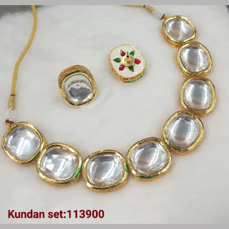 women’s boho necklaces-Padmawati Bangles Gold Plated Kundan Necklace Set