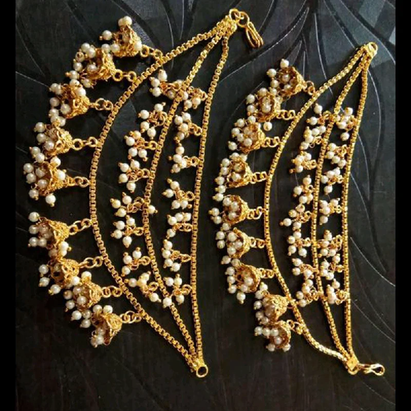 women’s elegant gold earrings-Anjali Jewellery Gold Plated Pearls Kanchain