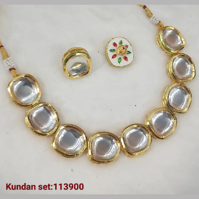 women’s evening necklaces-Padmawati Bangles Gold Plated Kundan Necklace Set