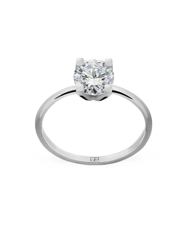 women’s wedding rings-Promise N°5 18K White Gold Ring w. Diamond