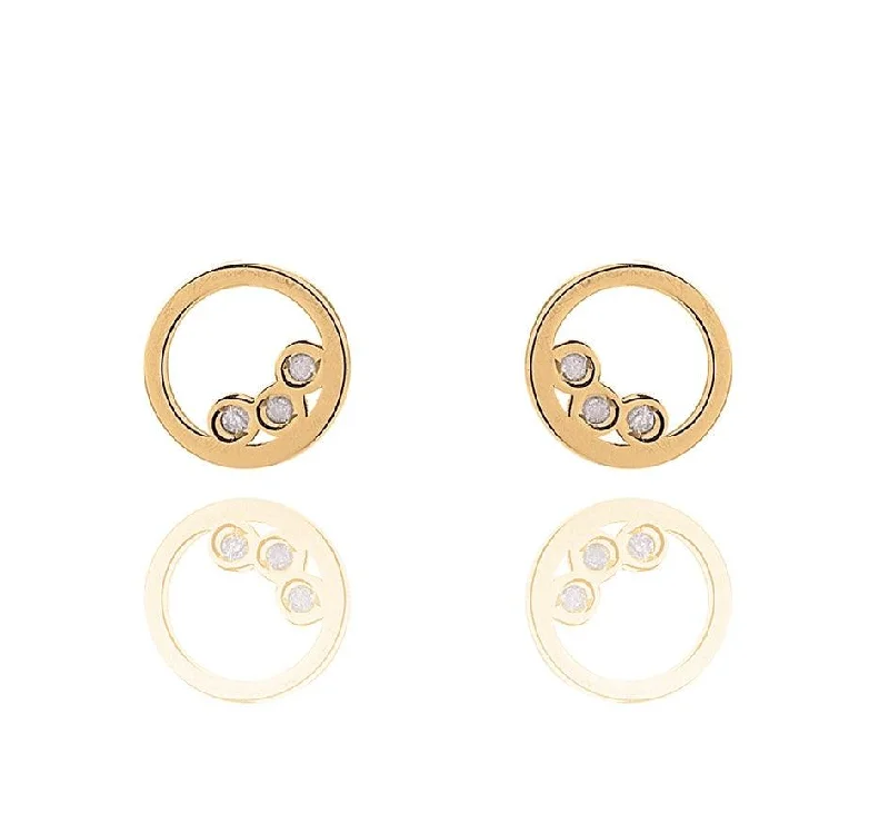 women’s crystal stud earrings-Unique & Co 9ct Gold Open Circle with Zirconia