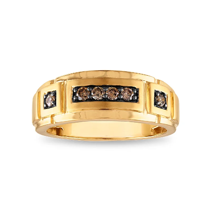 women’s silver engagement rings-Mochaccino 1/4 CTW Diamond Wedding Ring in 10KT Yellow Gold