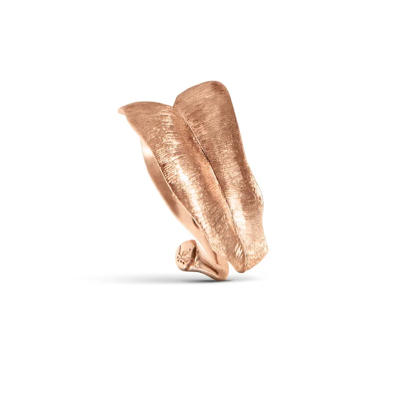 women’s fashion rings-Medium Leaves 18K Rosegold Ring