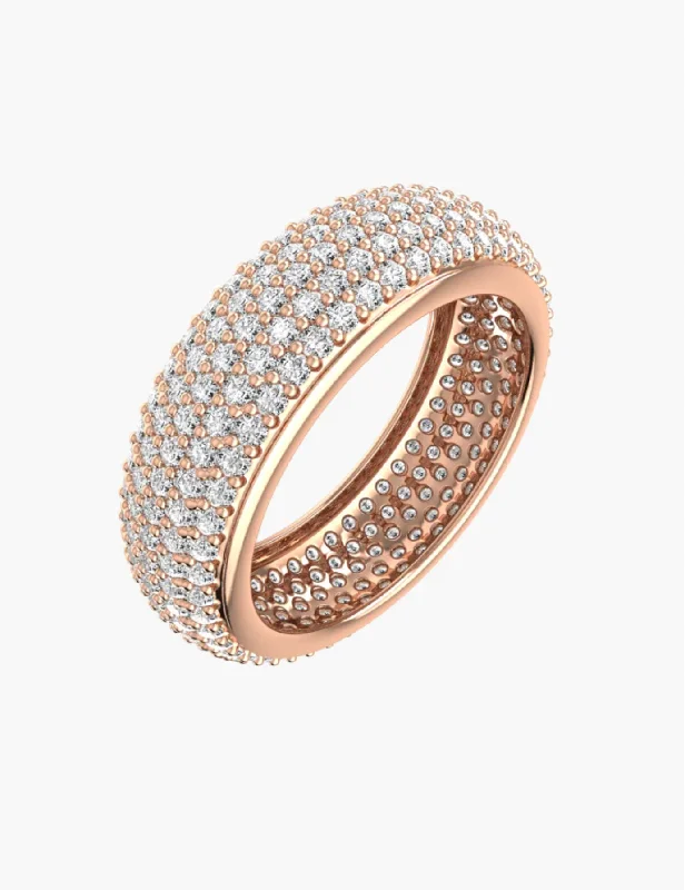 women’s clear diamond rings-Grand Pave 18K Rosegold Ring w. Lab-Grown Diamond