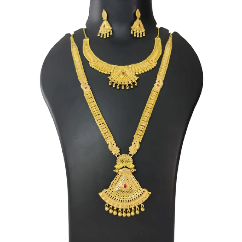 women’s fine necklaces-Pari Art Jewellery Forming Gold Necklace Combo