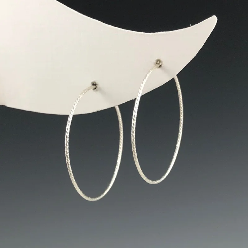 women’s gold drop earrings-Silver Hoops - M